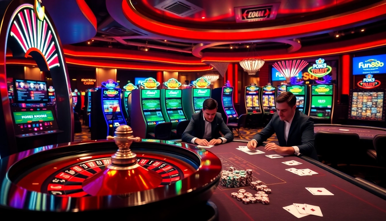 Enjoying an exciting game at Fun88's vibrant casino environment with roulette and poker.