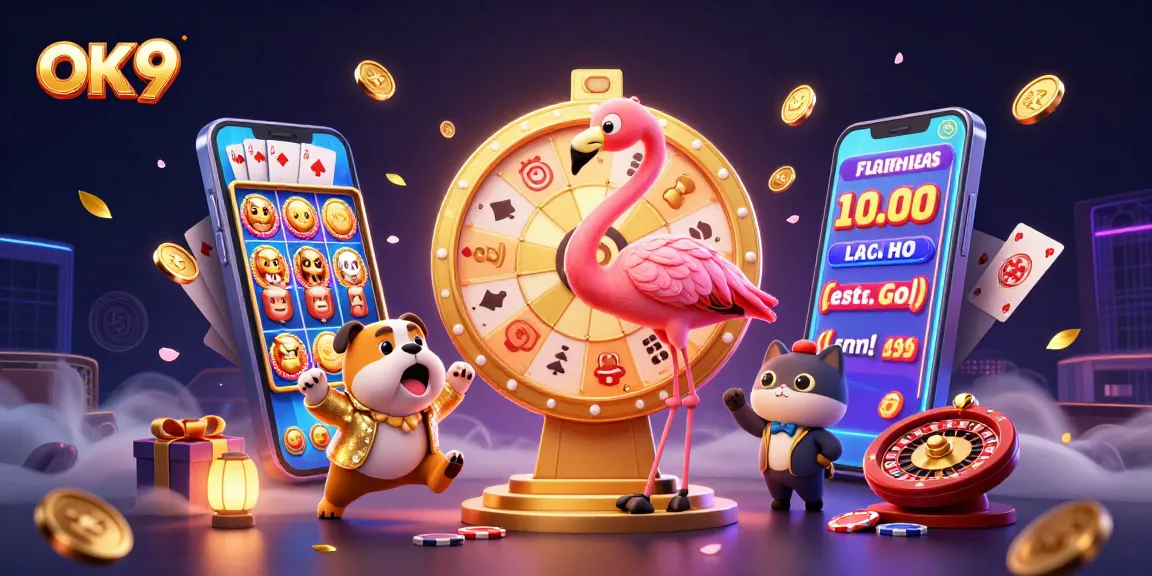 Spin the prize wheel with OK 9, enjoy vibrant gaming experience with coins and prizes.
