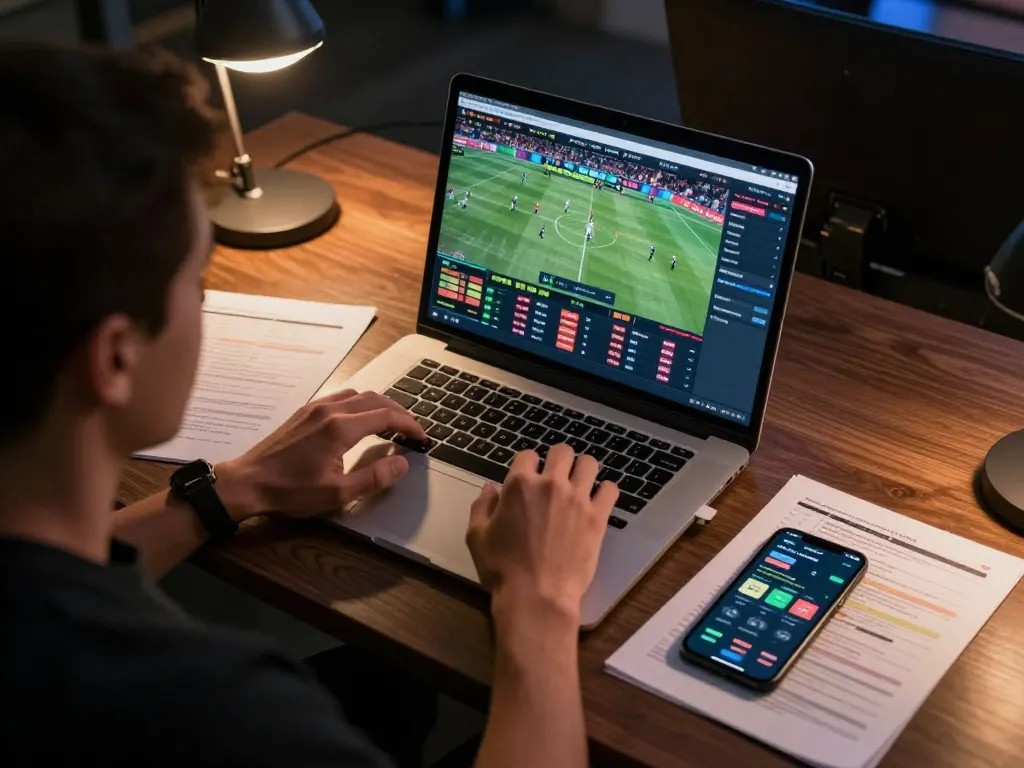 Engaging in live betting on fly88 com, capturing the excitement of online sports gambling.