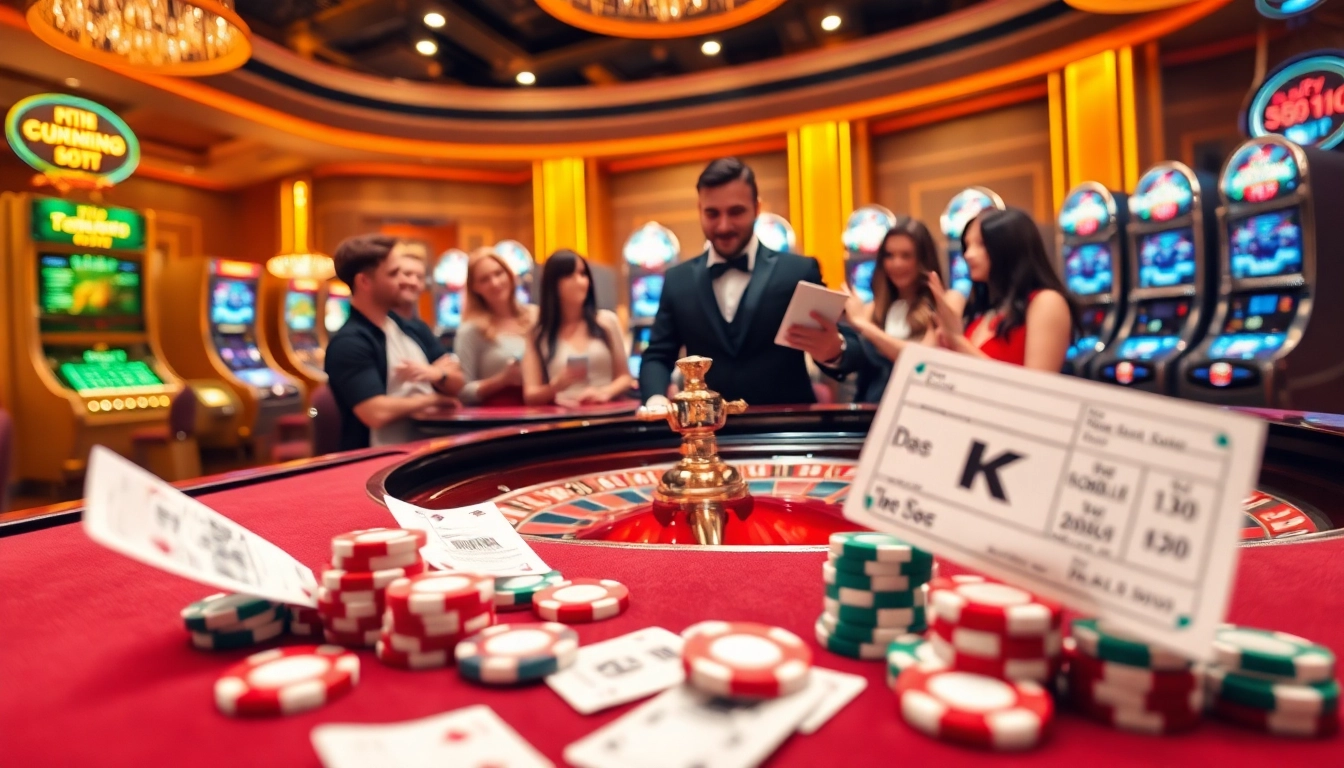 Excited players betting at an NK88 roulette table with vibrant casino ambiance.