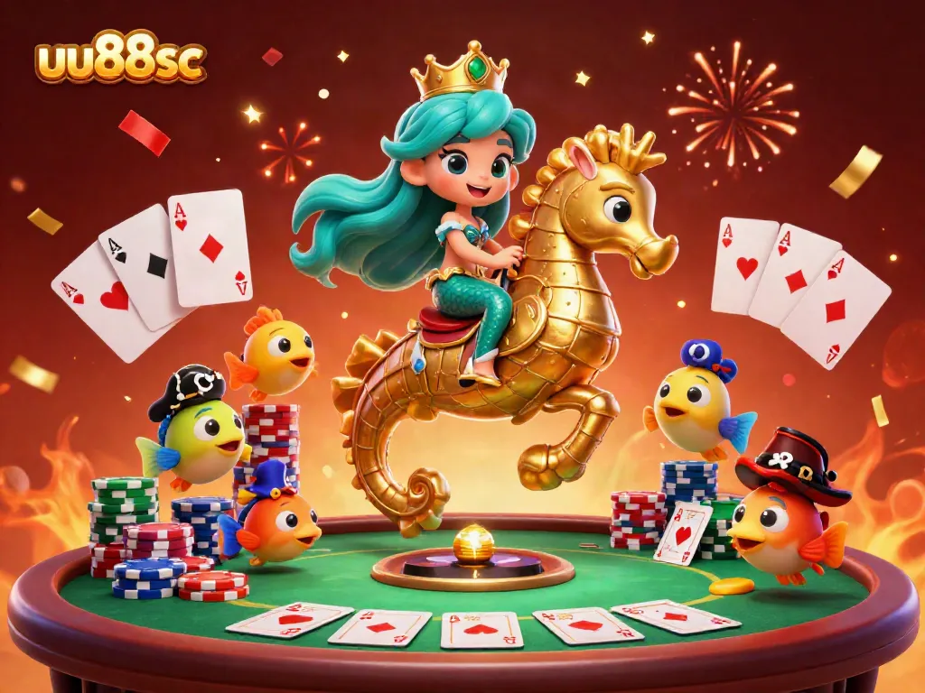 Engage in thrilling gaming action at uu88sc with vibrant characters and a dynamic poker scene.