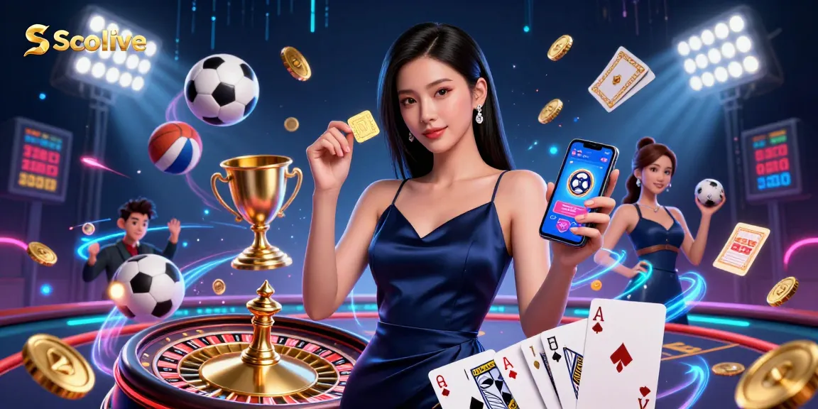 Socolive engages audiences with dynamic sports betting elements and rich visual detail in a captivating illustration.