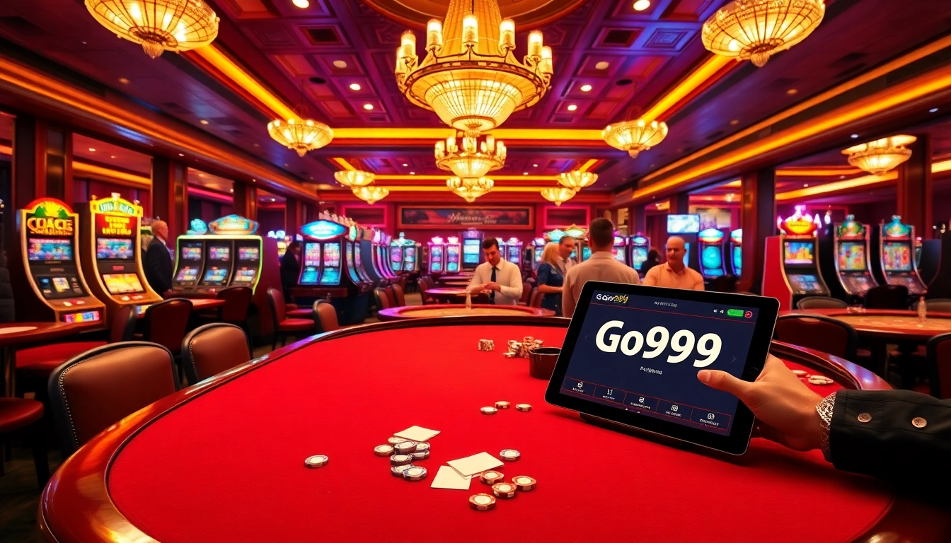 Experience thrilling gaming at Go99 with vibrant casino elements and immersive atmosphere.