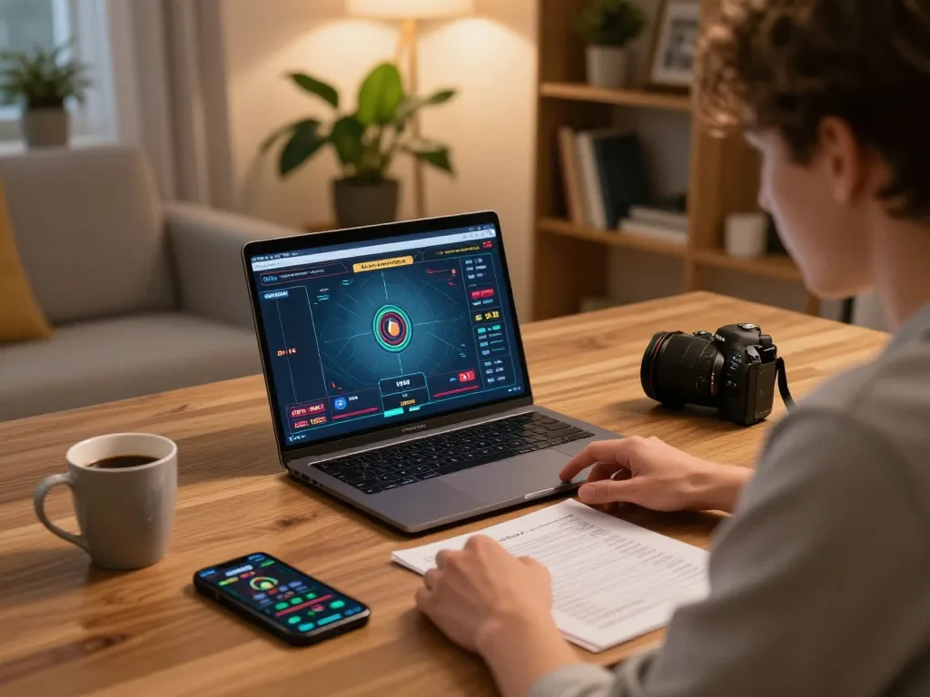 MM88 player engaging in poker strategy at home, laptop screen showing live game interface.