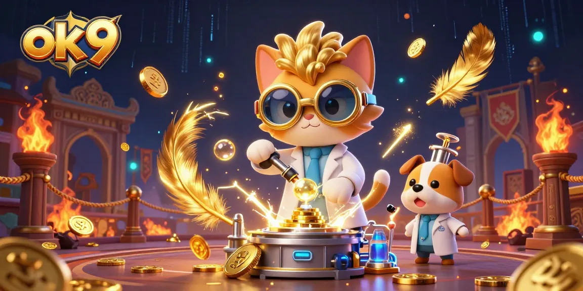 Engage with the thrilling world of ok 9 while the mad scientist cat creates a gold-coin-replicating machine.