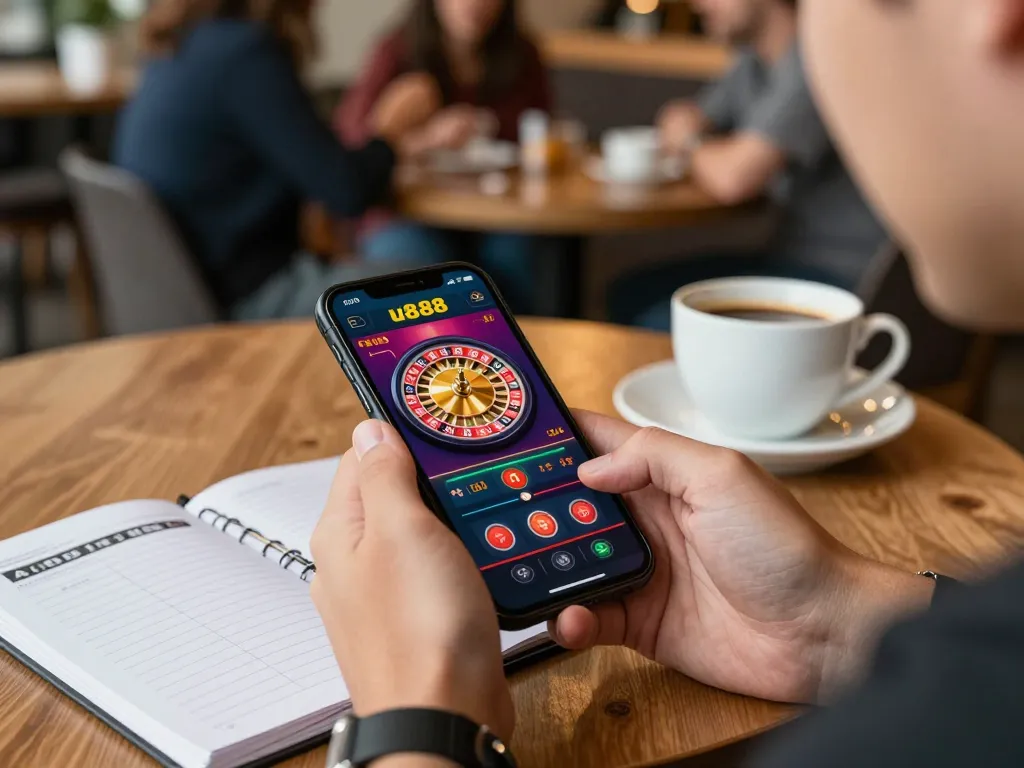 Engage with u888 online casino while enjoying coffee in a cozy café setting
