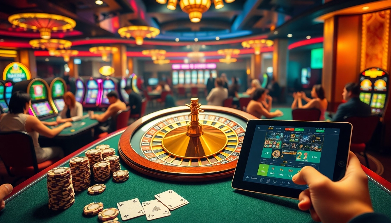 Experience the excitement of bsport as players engage at a luxurious casino with roulette and poker.