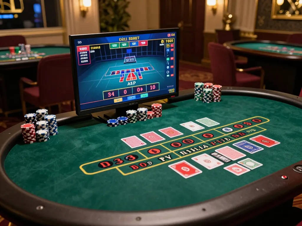 KJC players enjoying a live dealer baccarat game online in a stylish setup with gambling chips