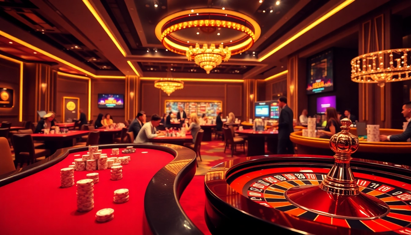 Excited players enjoying strategic games at ee88 casino with vibrant tables and high stakes.