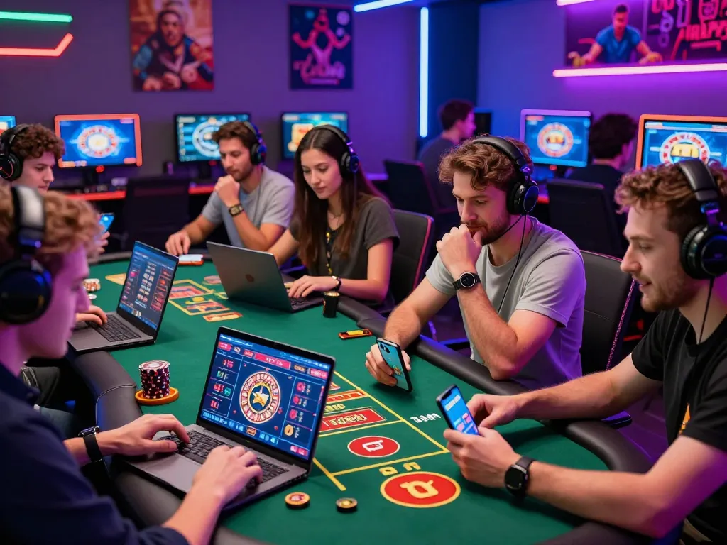 Players enjoying thrilling casino games on 23win platform, showcasing excitement and community engagement.