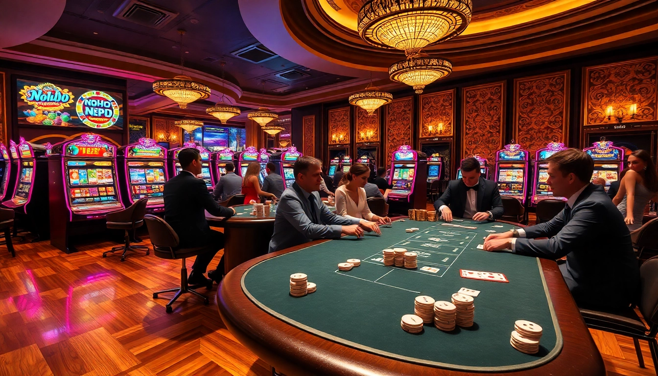 Experience thrilling gameplay at nohu90 casino tables with vibrant slot machines and live dealers.