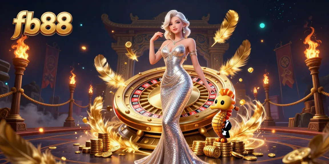 Play interactive games at fb88 with a stunning virtual casino experience showcasing a glamorous mermaid and roulette wheel.