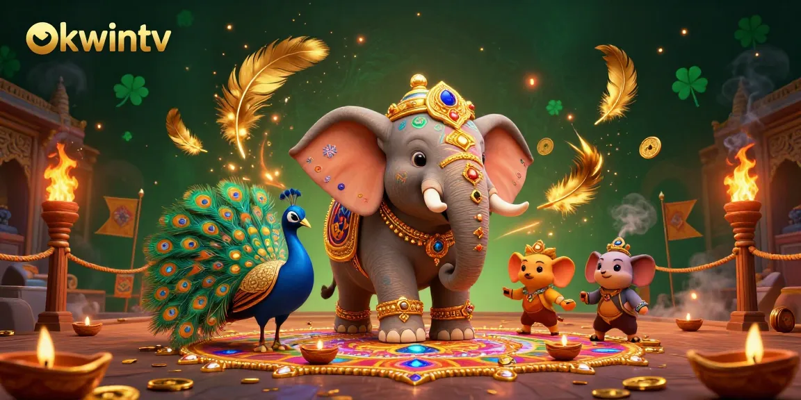 Engage in thrilling betting experiences with the okwintv brand showcased in a dynamic, festive illustration.