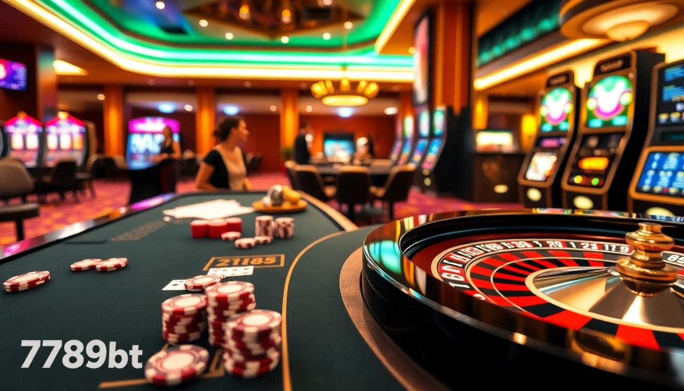 Excited players enjoying a high-stakes game at 789bet's luxurious casino tables.