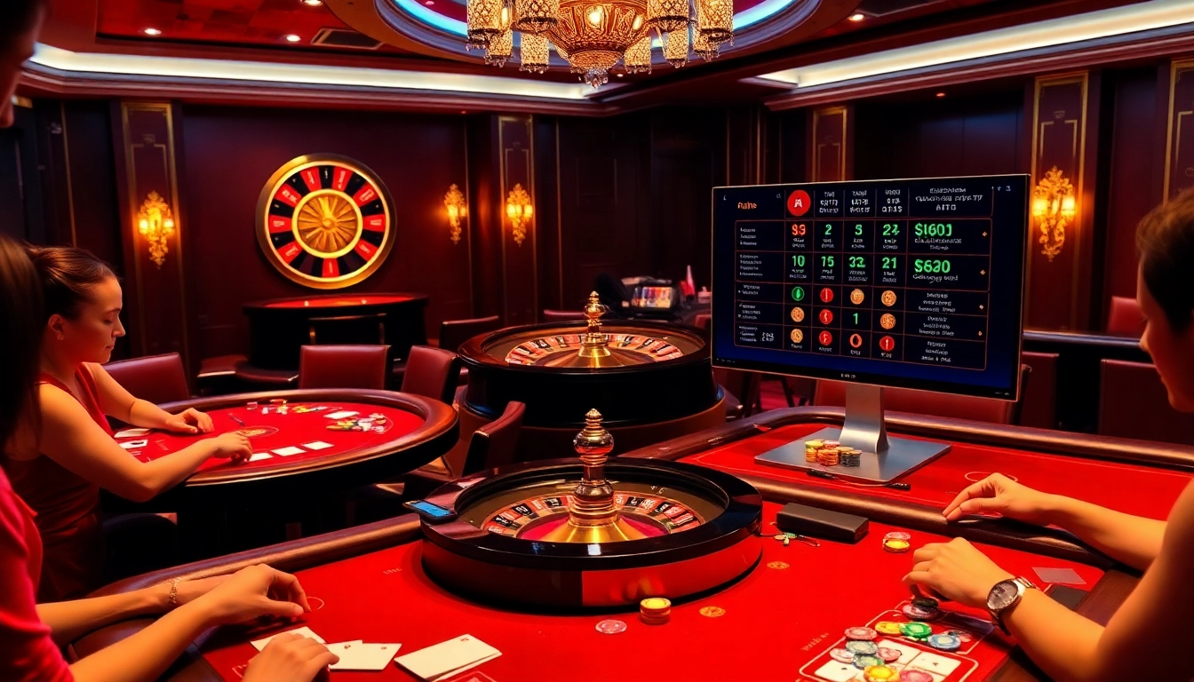 Engage with exciting games at win678 home, featuring vibrant casino tables, chips, and cards.