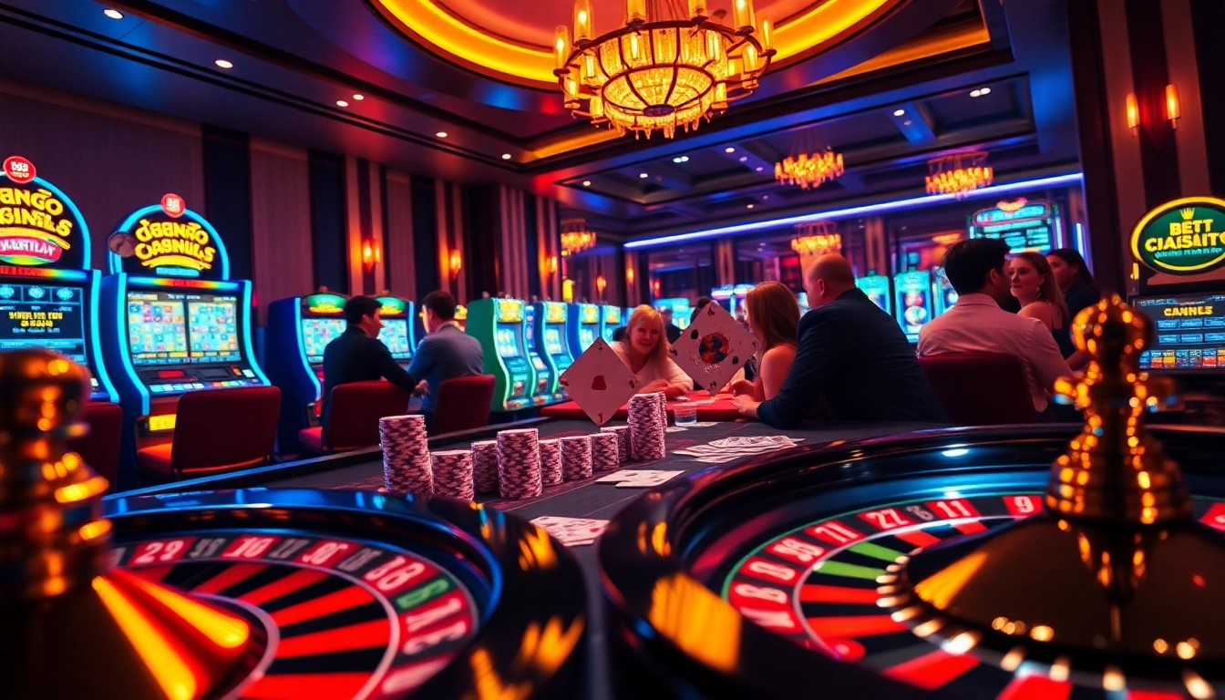 Players enjoying a vibrant poker game scene at 888b casino with colorful chips and cards.