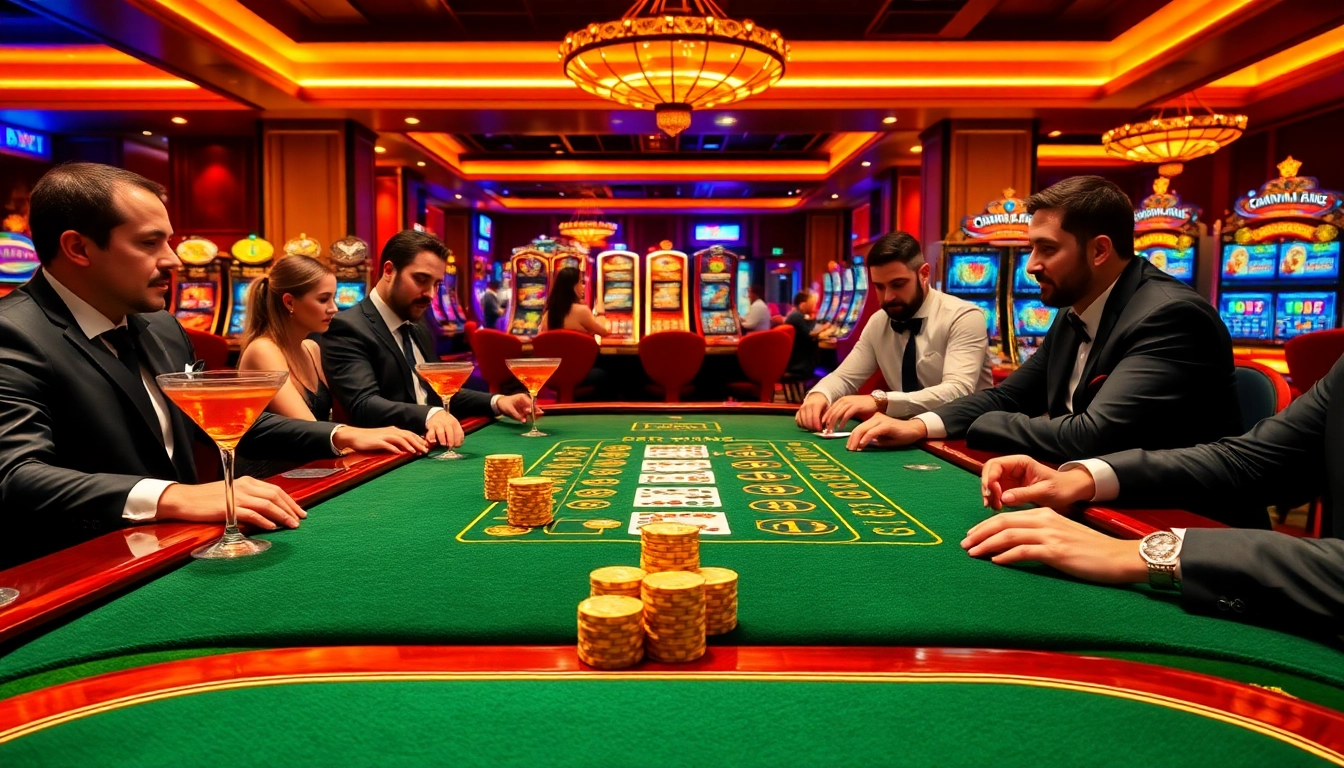 Players enjoying a poker game at 789club in a luxurious casino setting.