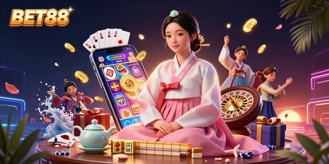 Experience the thrill of BET88 with a photorealistic scene of casino elements and winning potential.
