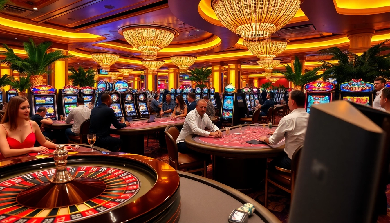 Experience thrilling gameplay at l444's stunning casino with professional dealers and vibrant slot machines.