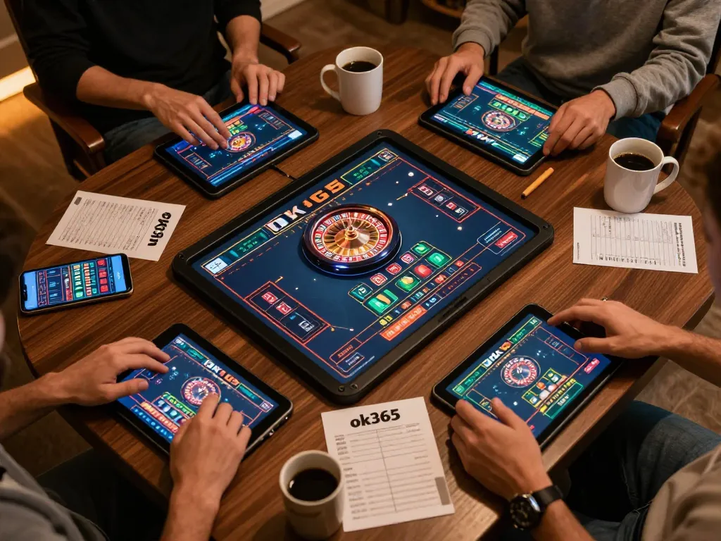 Engaging players enjoying live dealer games on ok365 from the comfort of home, showcasing online gaming excitement.