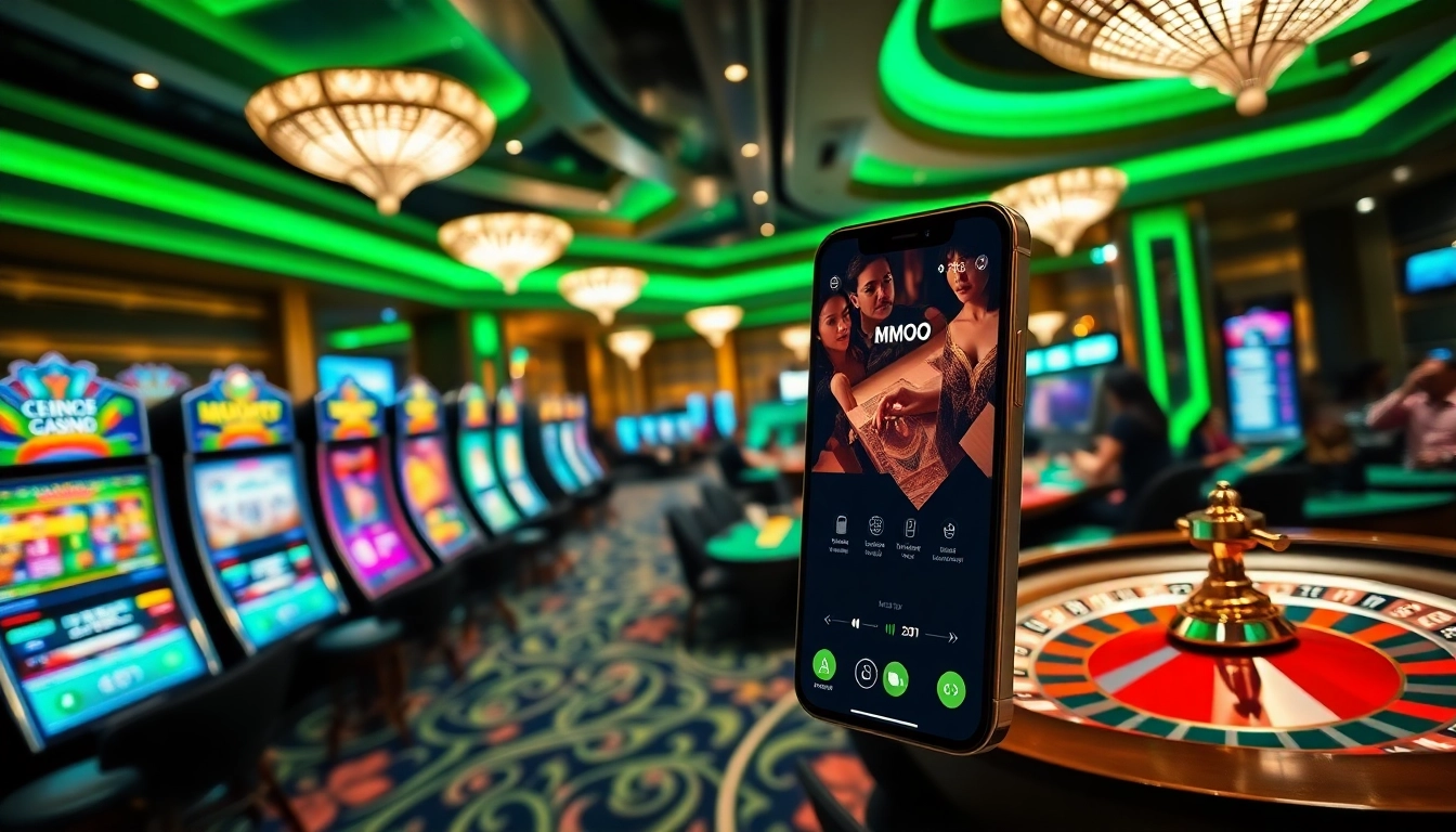 Experience the excitement of online gaming with the MMOO APP, featuring luxurious casino elements.