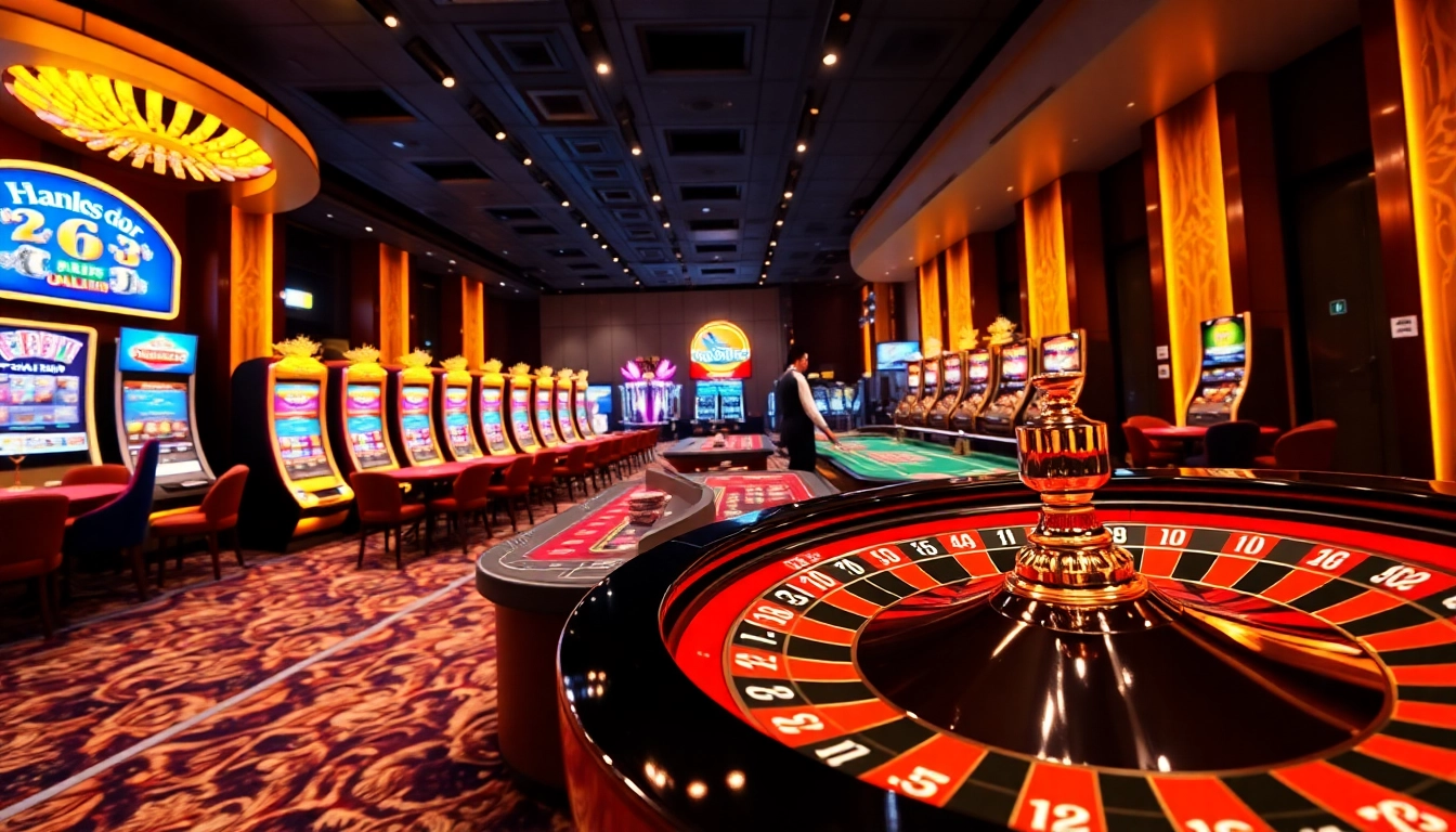 Experience high-stakes gaming at GG88 with vibrant slot machines and elegant poker tables.