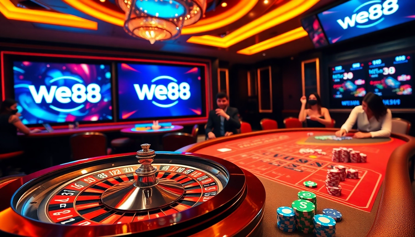 Experience the thrill of WE88 online gaming with vibrant casino tables and engaging gameplay.