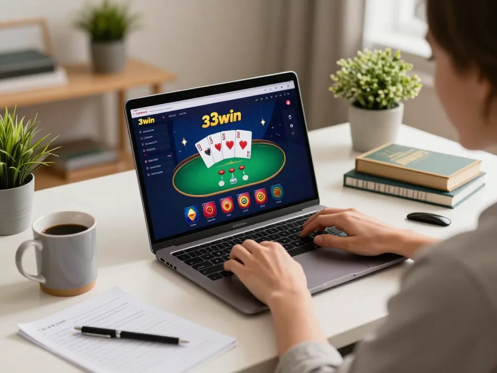 Engaging in online casino gameplay on 33win with warm atmosphere and personal touches
