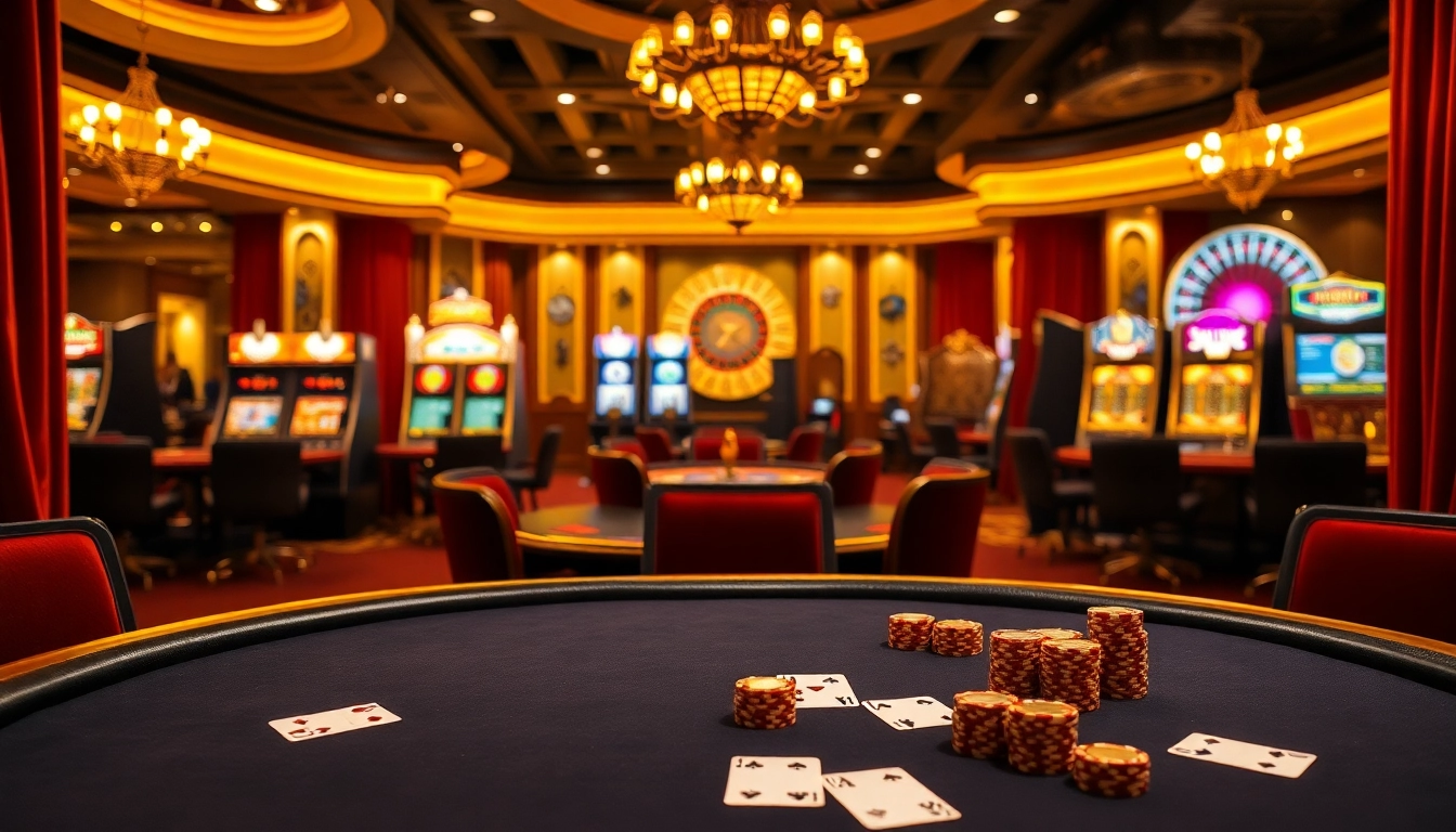 Engaging gaming scene featuring LuongSonTV poker table, vibrant chips, and roulette excitement.