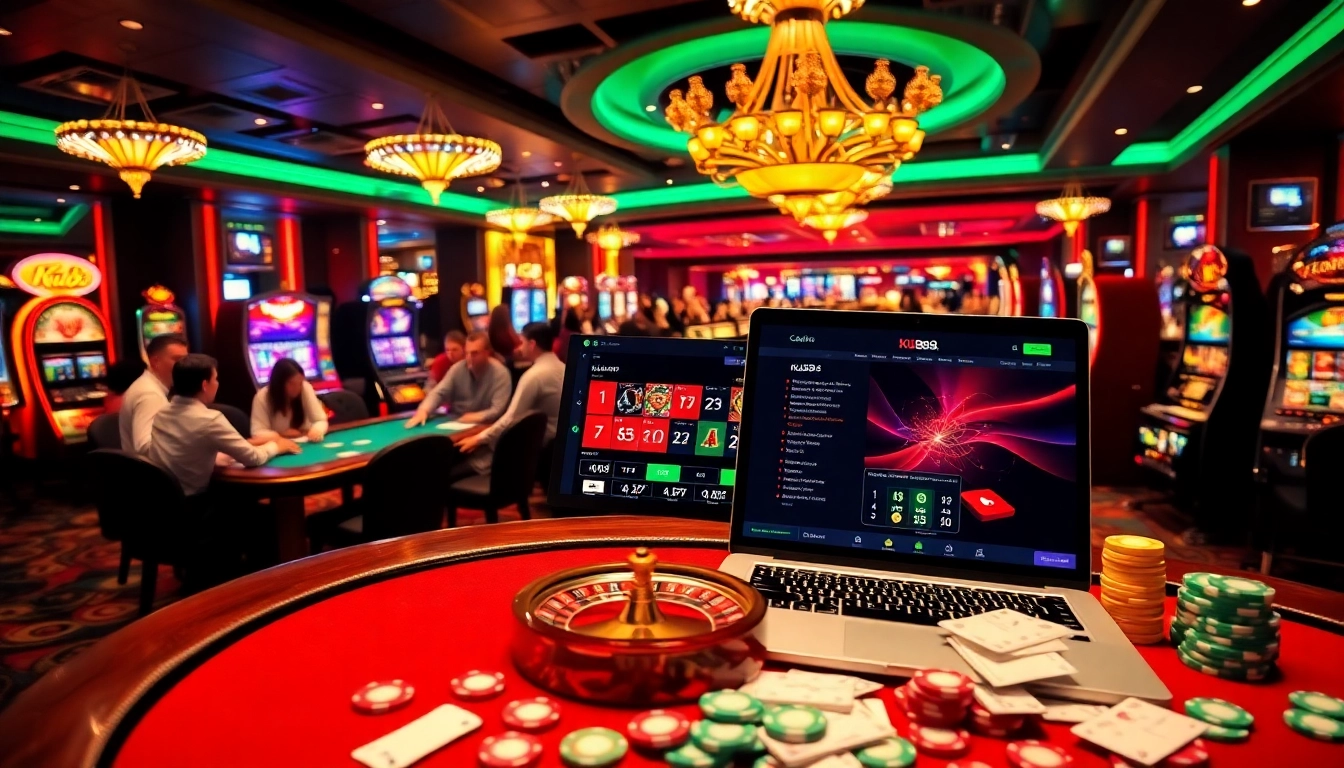 Experience the excitement of ku88 with vibrant casino games and engaging players at the poker table.