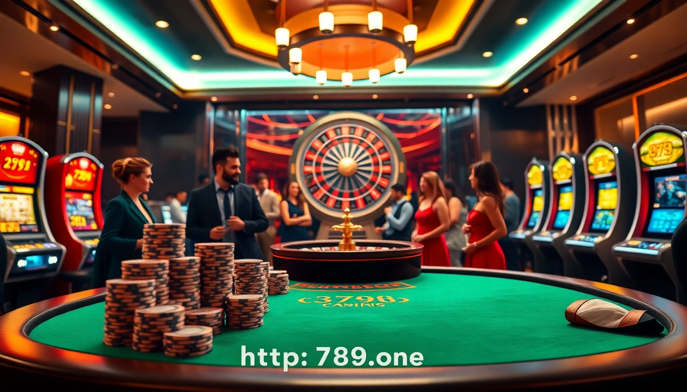 Experience excitement at https://789b.one/ with vibrant poker chips on a luxurious casino table.