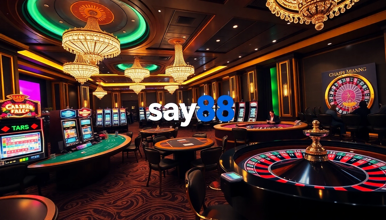Gamblers at the stylish say88 casino experience excitement at the poker and roulette tables.