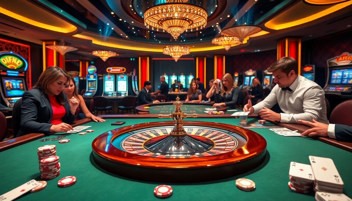 Experience the thrill of link u888 at a luxurious casino table among vibrant gaming action.