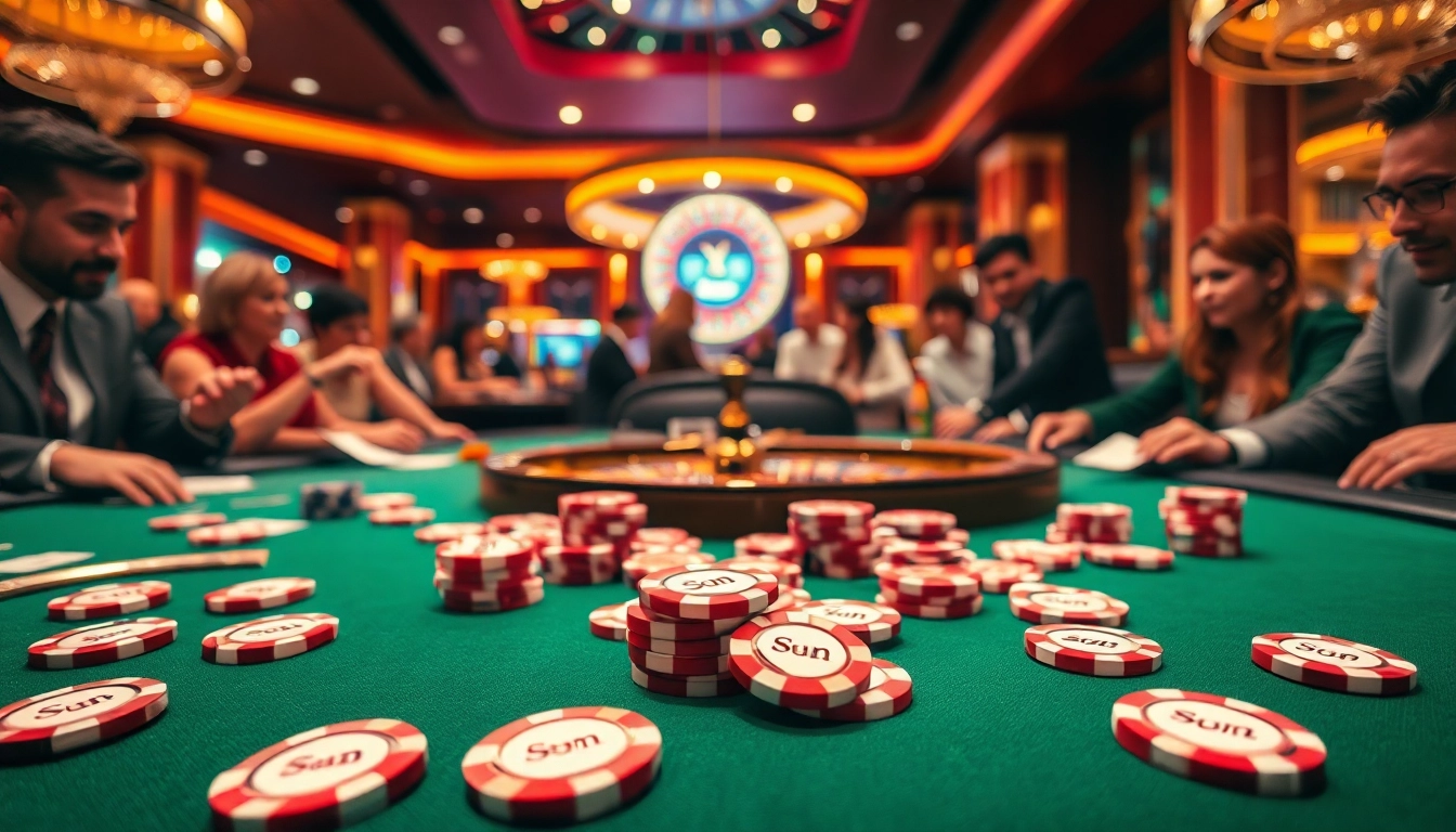 SumClub poker players strategizing at a high-stakes table, embodying the excitement of casino gaming.