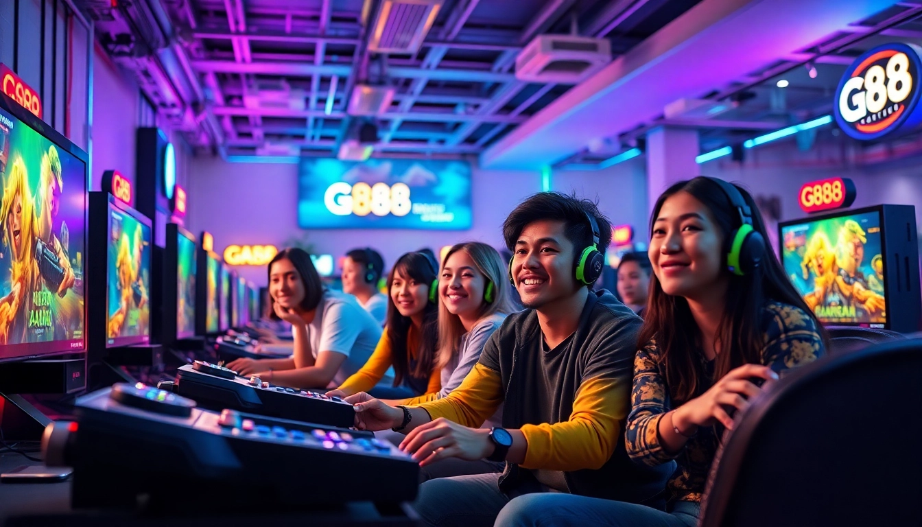Engaging scene of players enjoying diverse games on the G88 platform in a modern gaming environment.