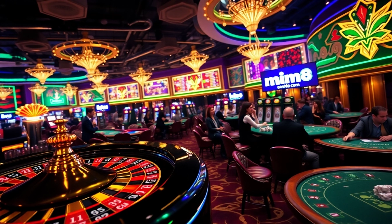 Experience thrilling gameplay at min88 com with poker chips and a classic roulette wheel.