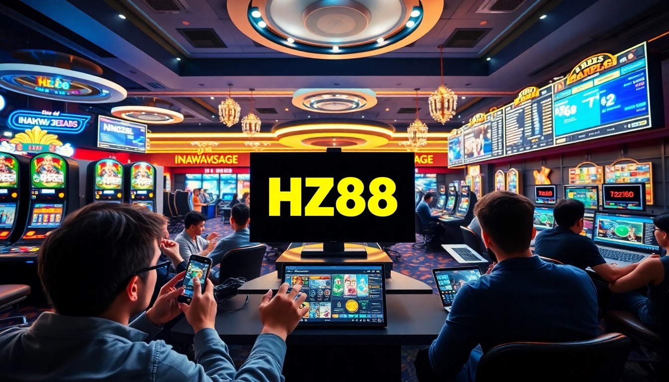 Experience the thrill of HZ88 online gaming platform with vibrant casino visuals.