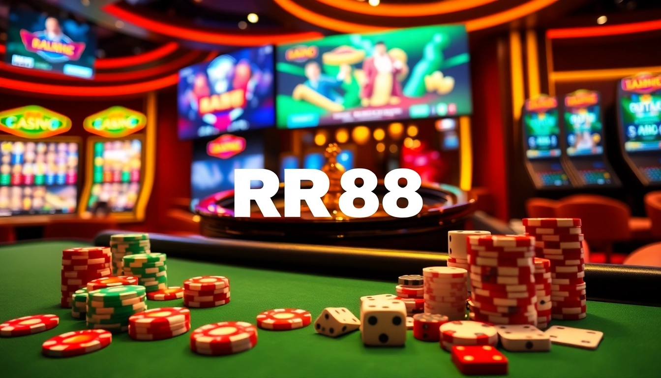 Experience exhilarating gameplay with RR88 at this vibrant casino scene.