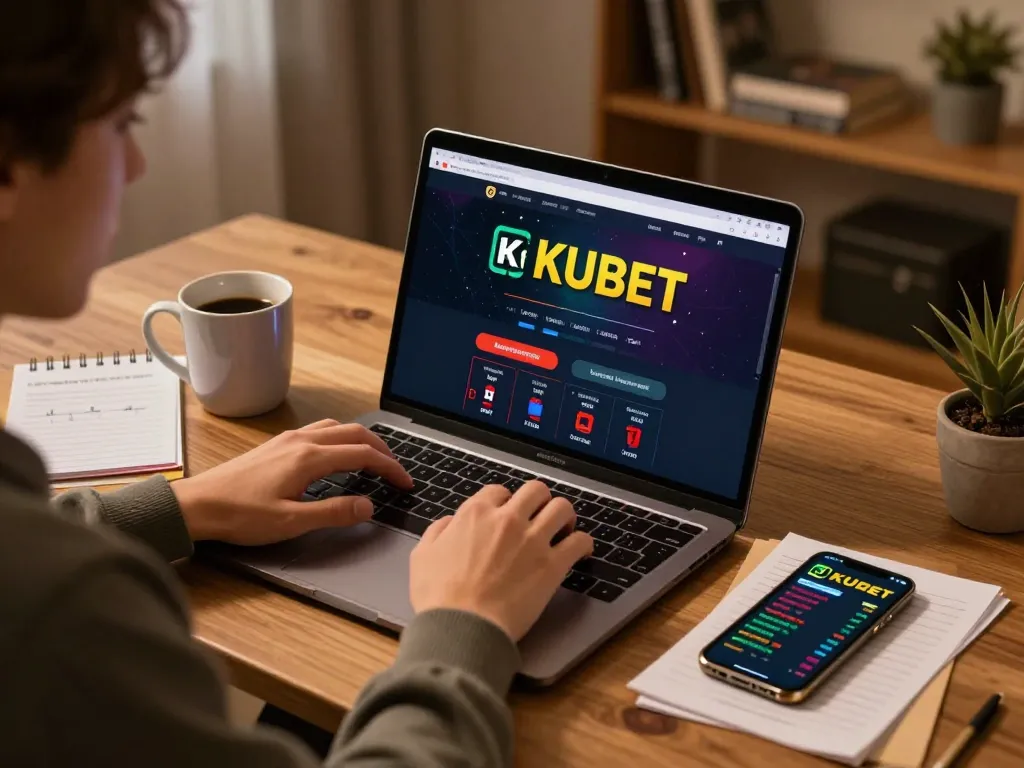 KUBET online gaming experience with a player engaging in casino activities at home.