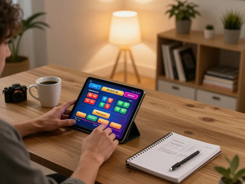 Player immersed in ee88go online gambling experience using tablet with vibrant casino app interface