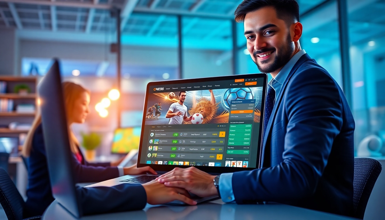 Interactive online betting experience at https://onew88.com/ on a modern laptop with vibrant gaming visuals.