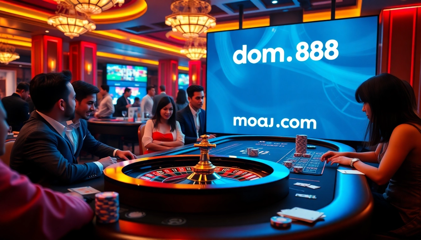 Engage with thrilling gameplay at dom88.us.com, featuring vibrant casino tables and professional dealers.