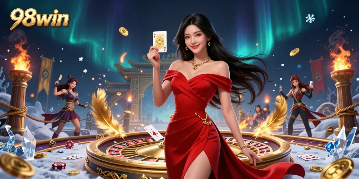 Experience the thrills of 98win with exciting casino action featuring a confident dealer and rich gaming elements.