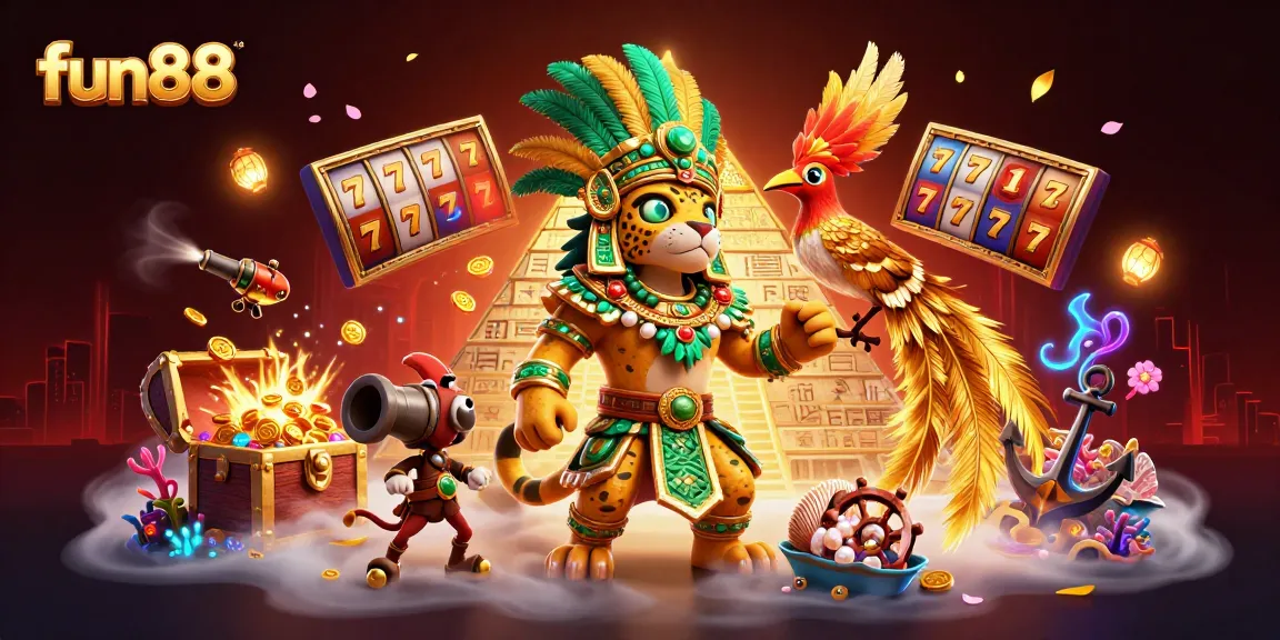 Experience thrilling gameplay with fun88's vibrant casino scene, featuring animated slot machines and dynamic characters.