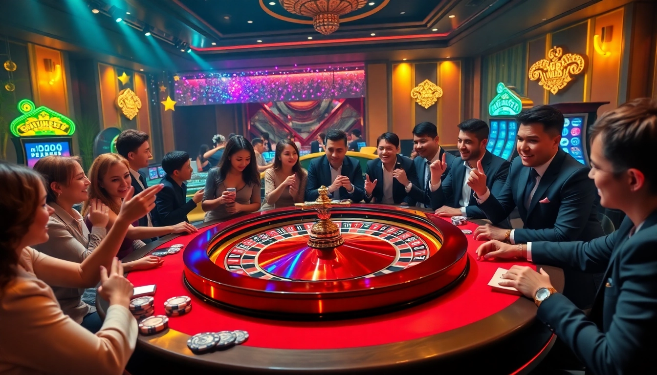 Experience thrilling gameplay at vin 88's stylish roulette table amidst vibrant casino action.