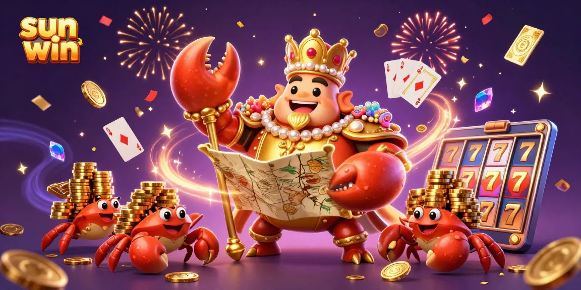 Experience sun win with vibrant casino action from a golden crab emperor amidst riches.