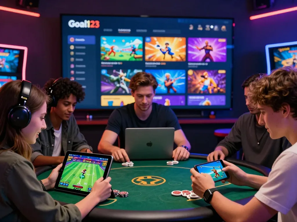 Interactive gaming scene at trang chủ Goal123, highlighting online betting excitement and vibrant atmosphere.