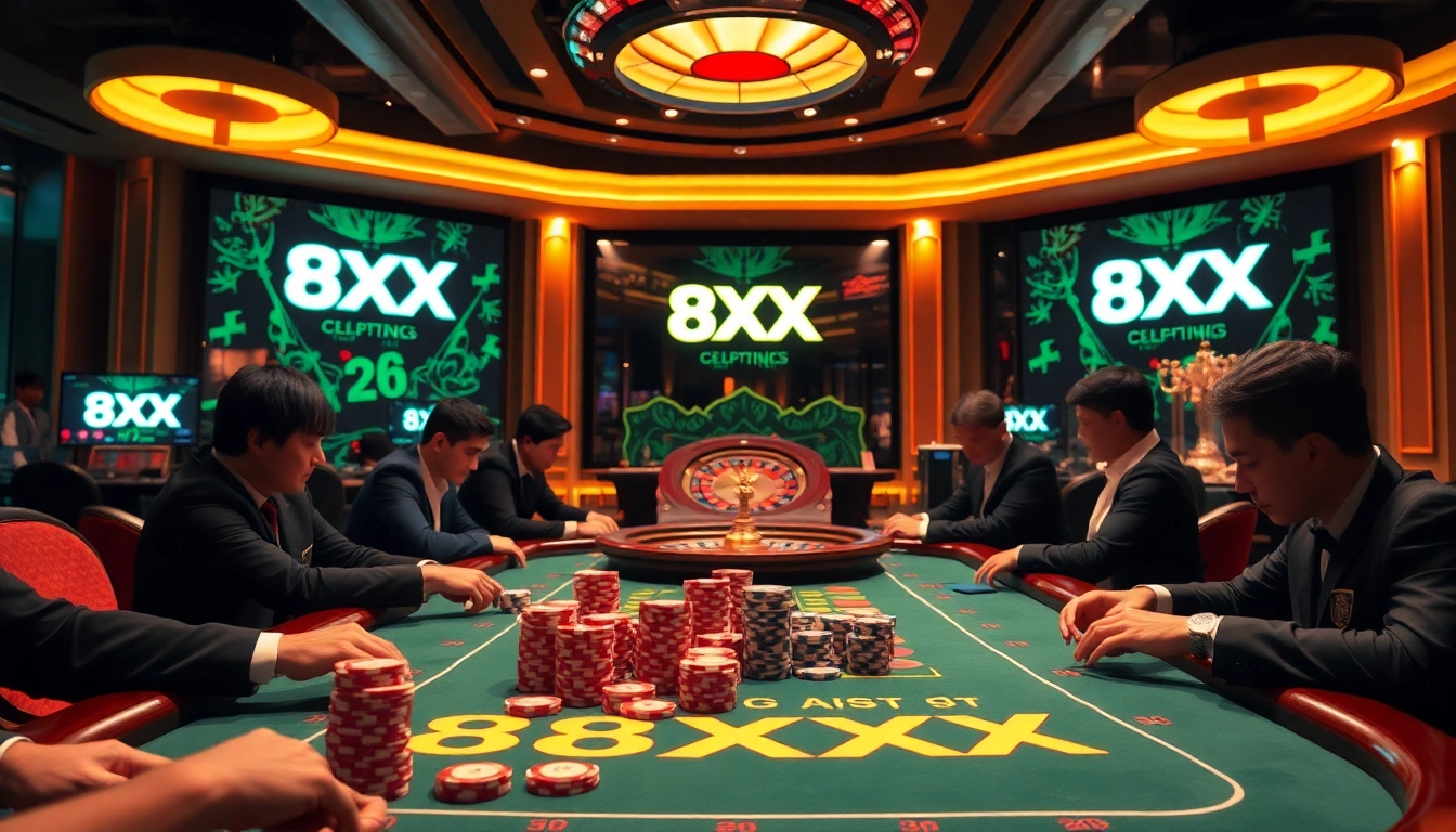 Experience thrilling gameplay at 8XX online casino with immersive poker tables and vibrant betting action.
