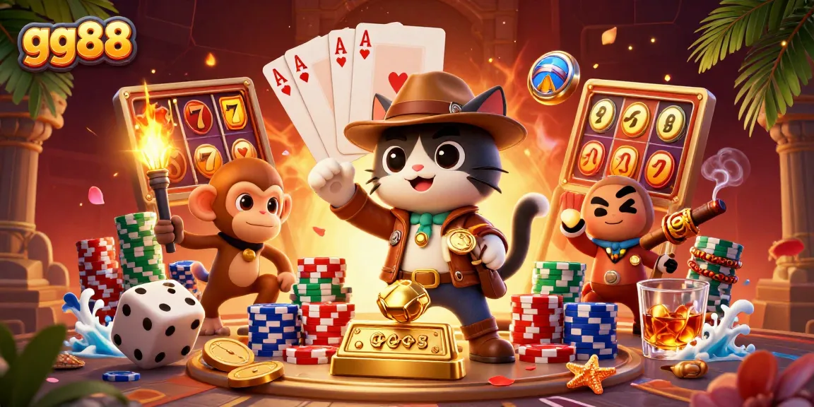 Experience the thrill of winning big with gg88 in this vibrant 3D casino adventure scene.