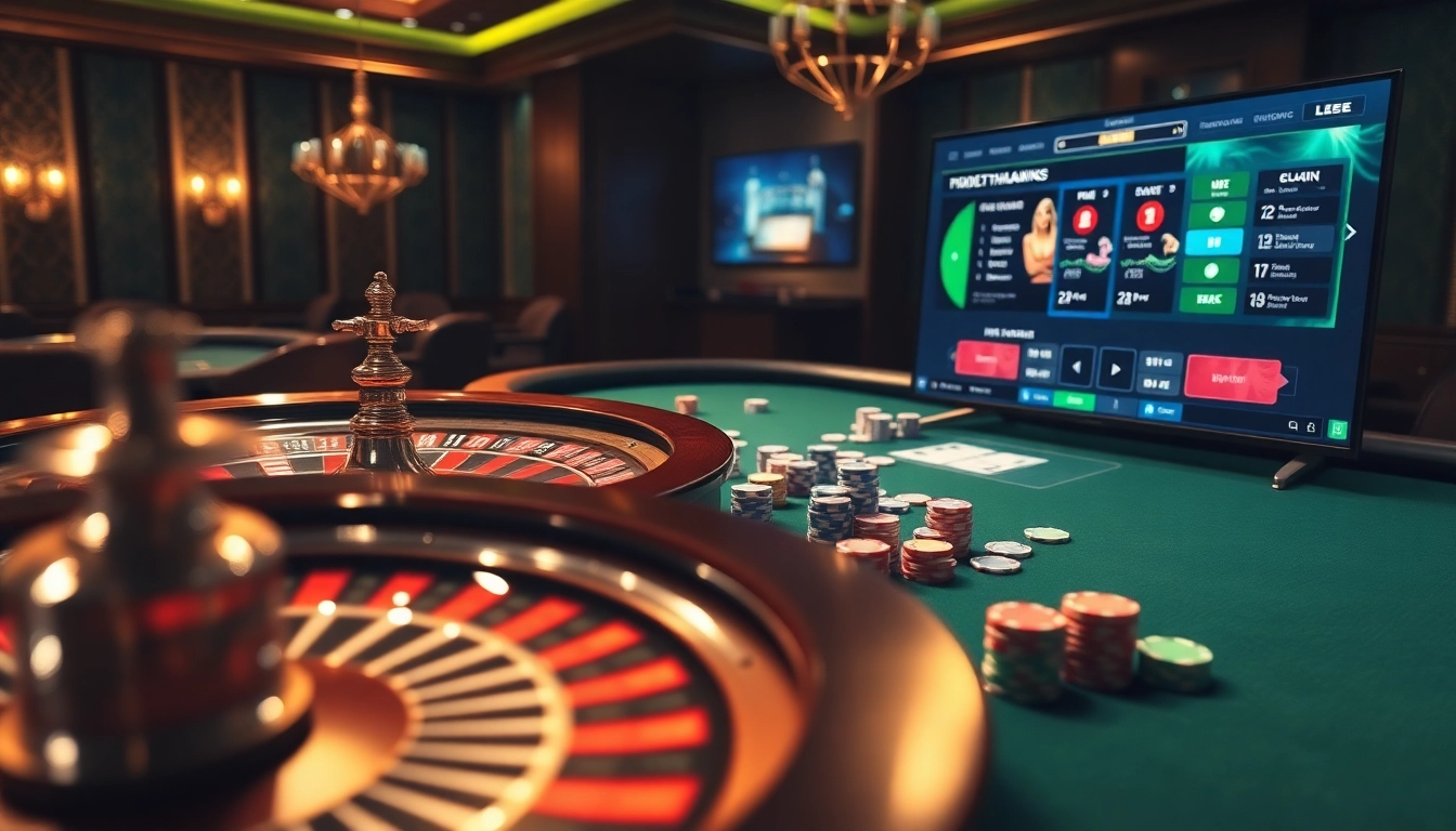 Engaging keonhacai gaming scene with colorful gambling props and professional ambiance.